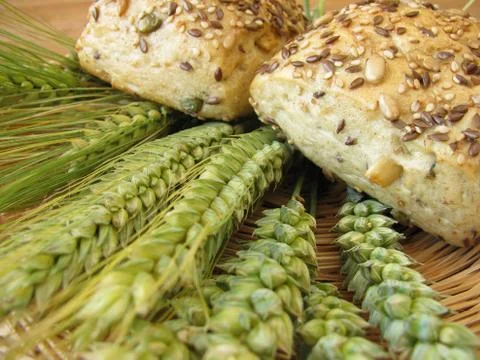 Rolls and grain Stock Photos
