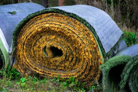 Rolls of artificial turf Stock Photos