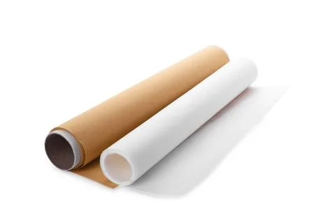 Rolls of baking paper on white background Stock Photos