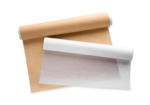 Rolls of baking paper on white background, top view Stock Photos