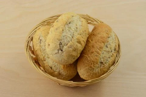 Rolls  in basket Foto stock
