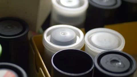 Rolls Of Black And White Negative Film Stock Footage 92872569