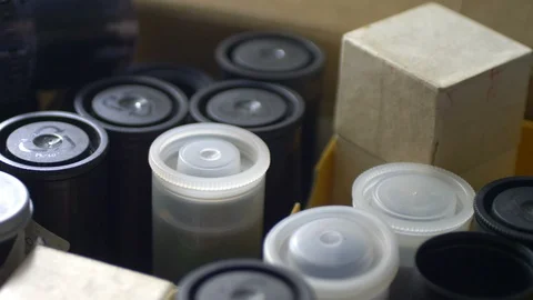 Rolls Of Black And White Negative Film Stock Footage 93005944