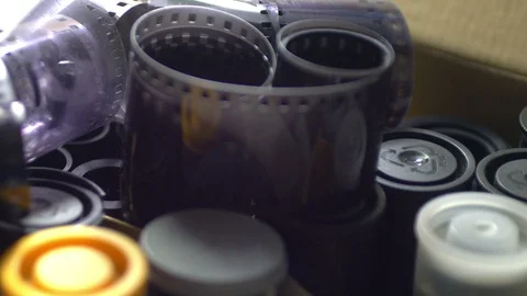 Rolls Of Black And White Negative Film Stock Footage 93372658