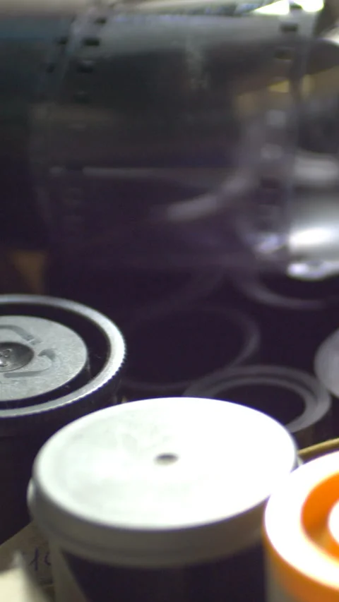 Rolls Of Black And White Negative Film  vertical video Stock Footage 255805865