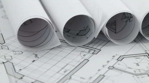 Rolls of blueprints Stock Footage 622158