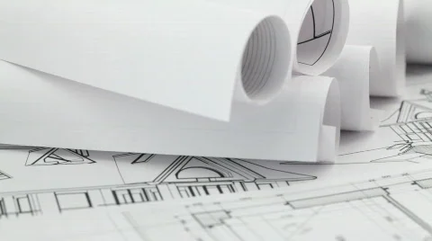 Rolls of blueprints Stock Footage 622232