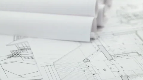 Rolls of blueprints Stock Footage 622449