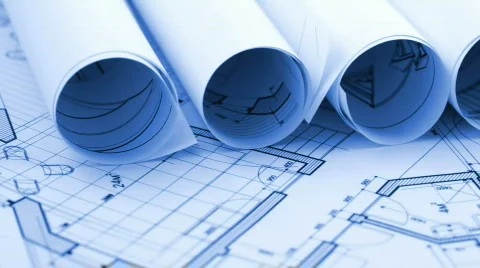 Rolls of blueprints Stock Footage 669504