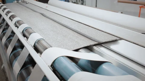Rolls of carpet in a store warehouse. Carpet rolls stacked at store. Close up Stock-Footage 274516429