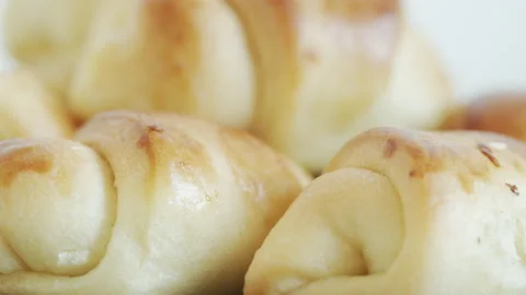 Rolls with a cheese focus pulling 4K macro video Stock Footage 169745389
