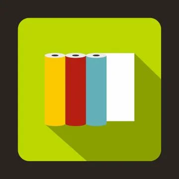 Rolls of colored paper icon, flat style Ilustración de archivo