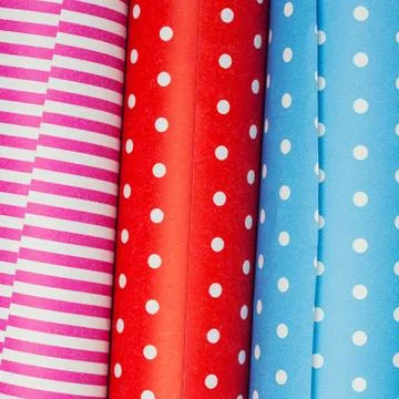 Rolls of colored wrapping paper Stock Photos