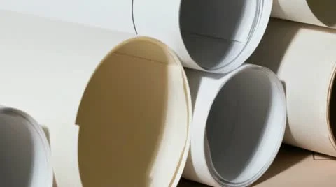Rolls of construction blueprints Stock Footage 21308077
