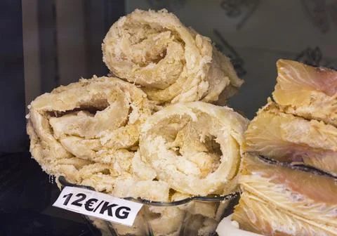 Rolls of dried codfish, Spain. Stock Photos