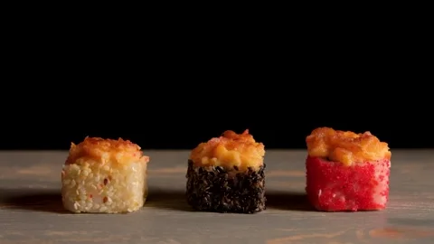 Rolls with fish and sauce.sushi Stock Footage 137940906