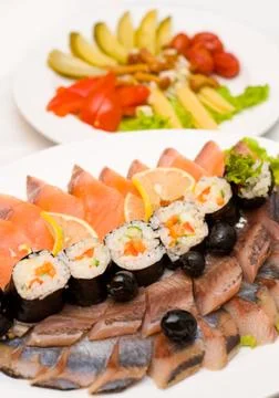 Rolls with fish Stock Photos