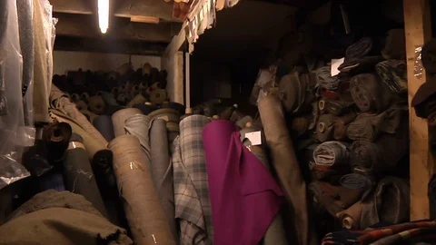 Rolls Of Harris Tweed Wool In Store Stock Footage 108696368