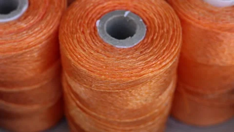 Rolls of natural hemp wire for parcel twine, string, packing or diy Stock Footage 253384833