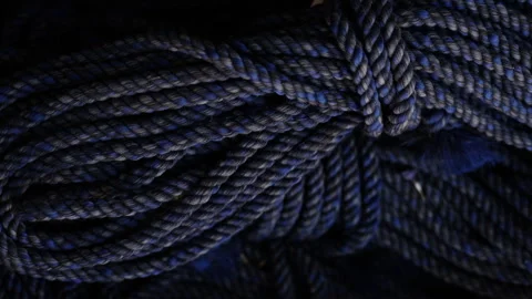 Rolls of natural hemp wire for parcel twine, string, packing or diy Stock Footage 253385169