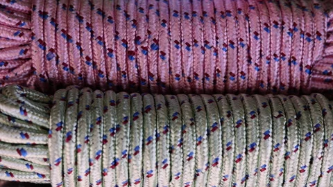 Rolls of natural hemp wire for parcel twine, string, packing or diy Stock-Footage 253385229