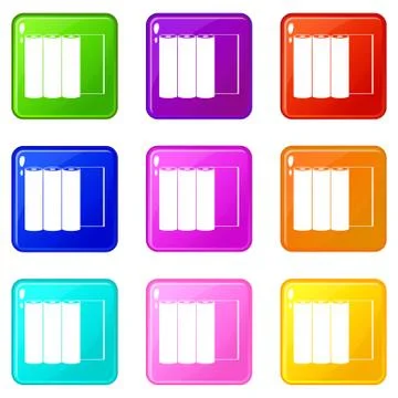 Rolls of paper icons 9 set Stock Illustration