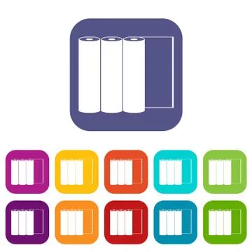 Rolls of paper icons set Ilustración de archivo
