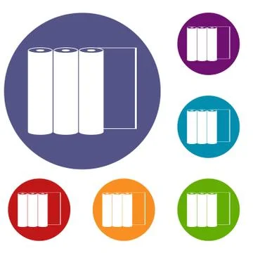 Rolls of paper icons set Ilustración de archivo