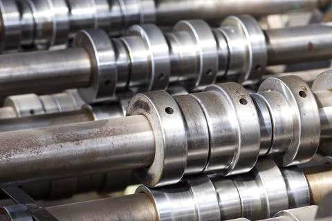 Rolls for profiling in the machine for rolling galvanized sheet metal 스톡 사진