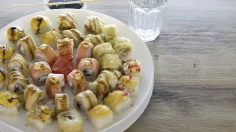Rolls on a rotating plate. View from above. Stock Footage 204953762