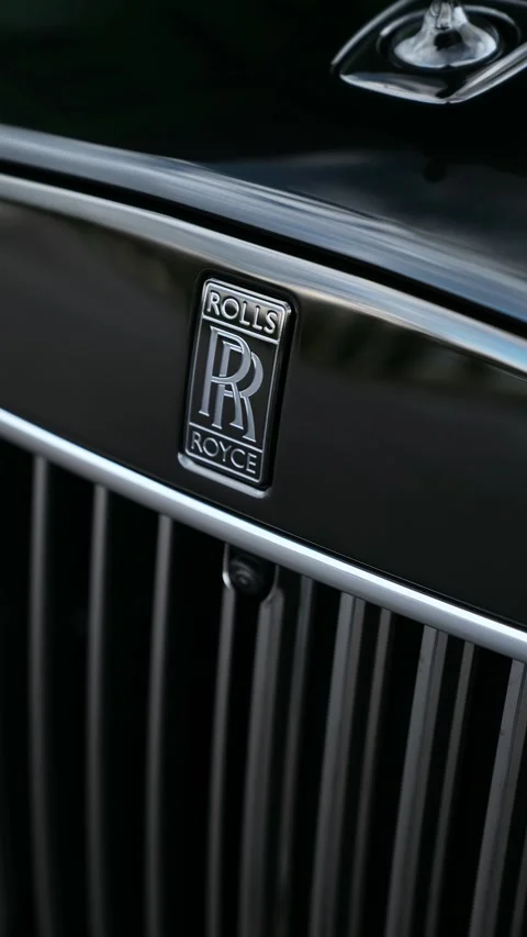 Rolls Royce Cullinan Emblem on the Radiator Grille Stock Footage 320153922