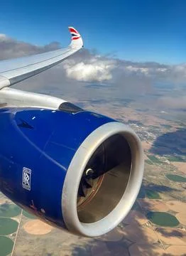 Rolls Royce engine on an Airbus A350 jet Stock Photos