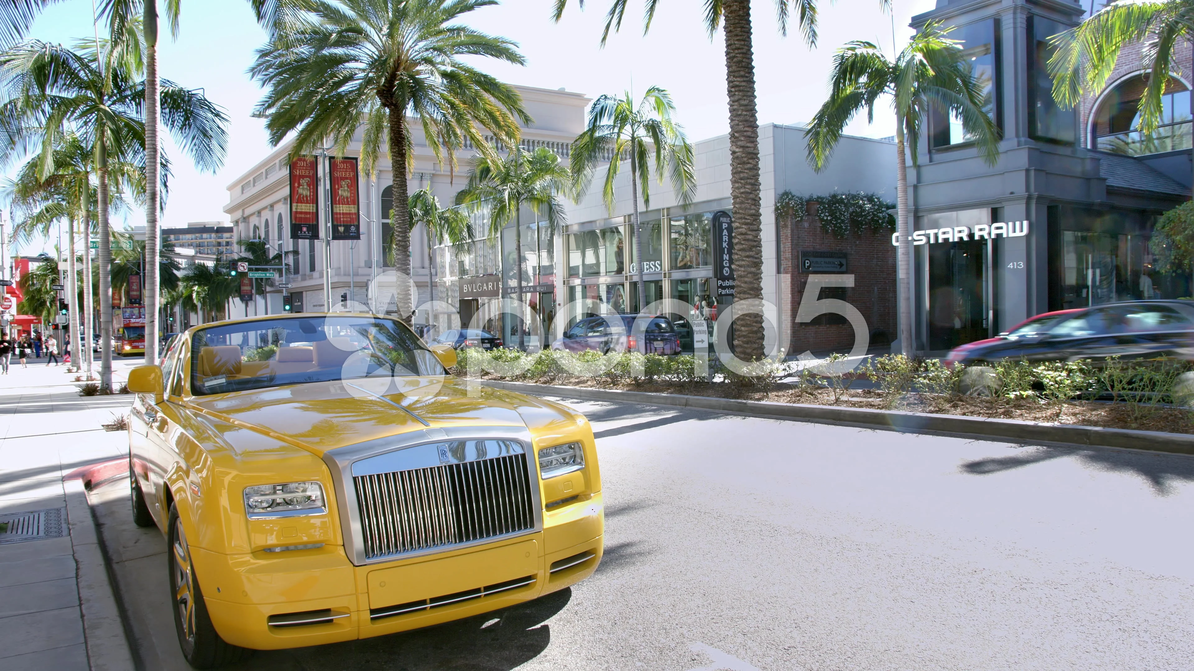 Rodeo drive, Beverly Hills, Ca. Luxury cars on Rodeo drive, in
