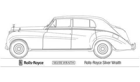 Rolls-Royce Silver Wraith vintage car, illustration Stock Illustration
