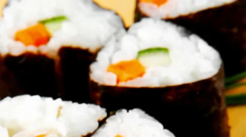 Rolls served on wood Vídeos de archivo 27479033