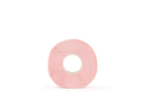 Rolls of soft three-layer pink toilet paper with sleeve Stock Photos