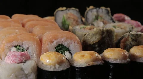 Rolls of sushi Stock Footage 55649181