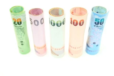Rolls of thai banknotes Stock Photos