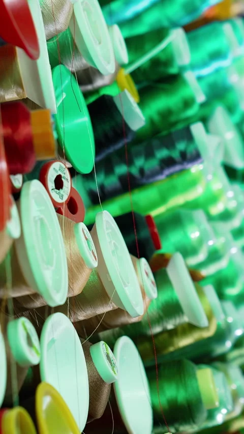 Rolls of threads hanging on a wall. Stock Footage 310302869
