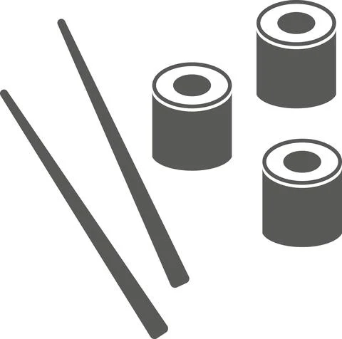 Rolls with two sticks. Vector black and white illustration. Stock Illustration