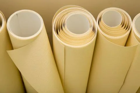 Rolls of wallpaper ready for applying Stock Photos