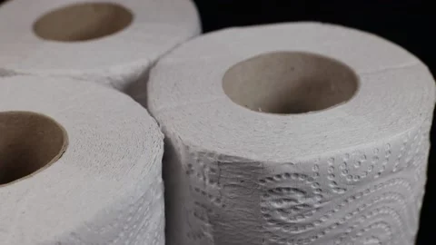 Rolls of white soft multi-layered toilet paper, toilet accessories Video stock 226829501
