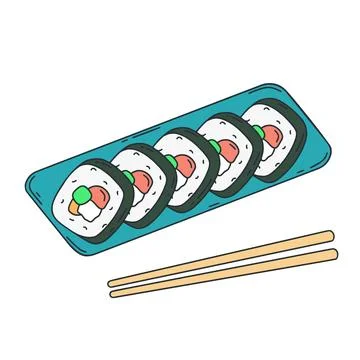 Rolls wrapped in dried seaweed sheets Stock Illustration