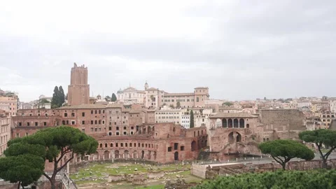 Roma 4k Imperial Forums aereal view Stock Footage 302583633