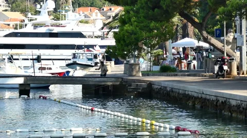 Roman Abramovich's Yacht Eclipse moored in Dubrovnik Stock Footage 148652772