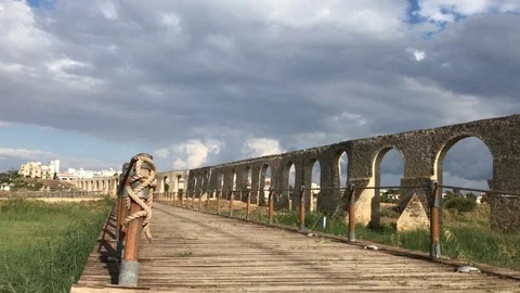 Roman Aqueduct low angle view from bridge Stock-Footage 89685021