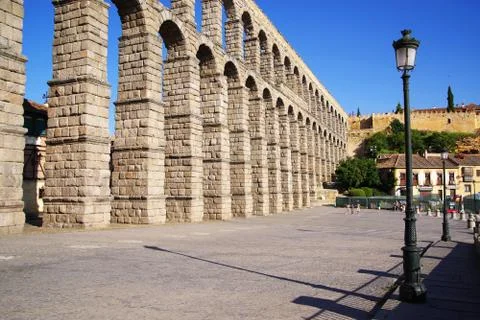 Roman aqueduct of Segovia Foto stock