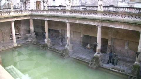 Roman baths1 england Stock Footage 667430
