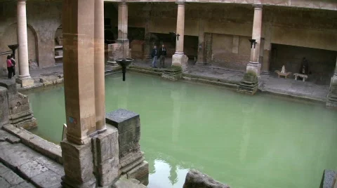 Roman baths3 england Stock Footage 667368