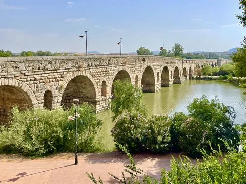 The Roman Bridge of Merida Stock Photos